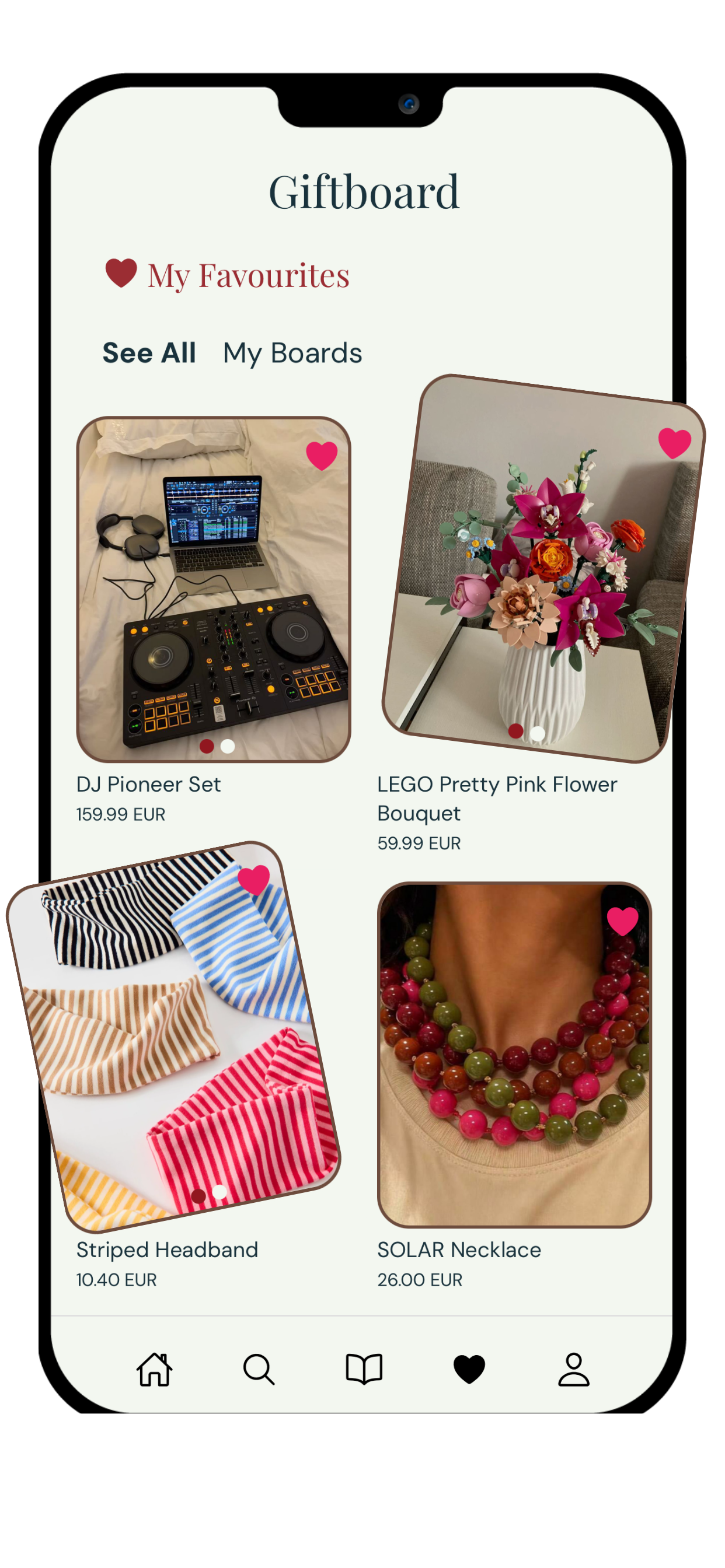 Capture d'écran de l'app Giftboard