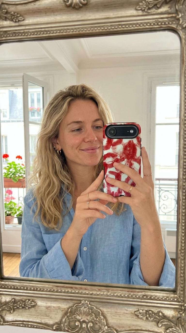 Mirror selfie with a personalized phone case