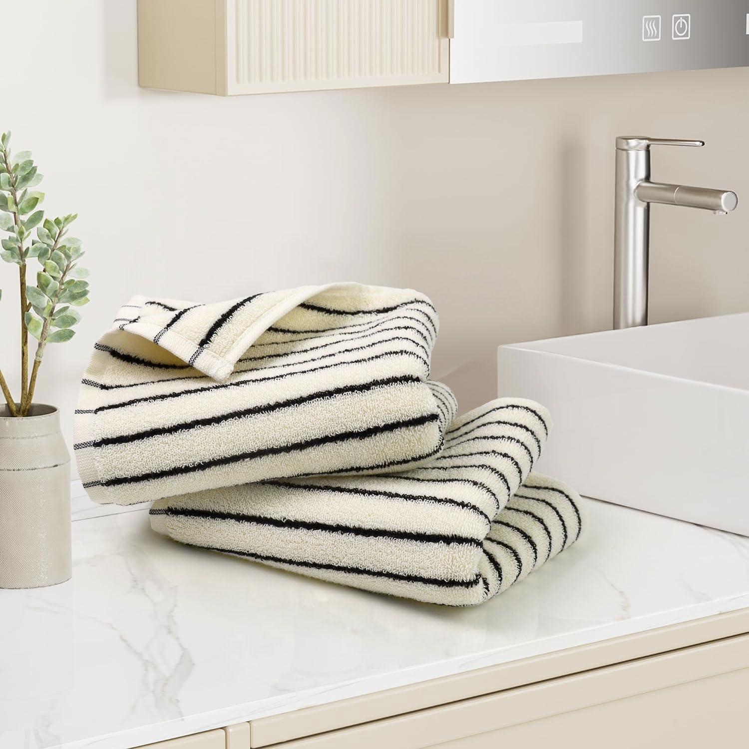 Set de serviettes invité rayées aperçu 3